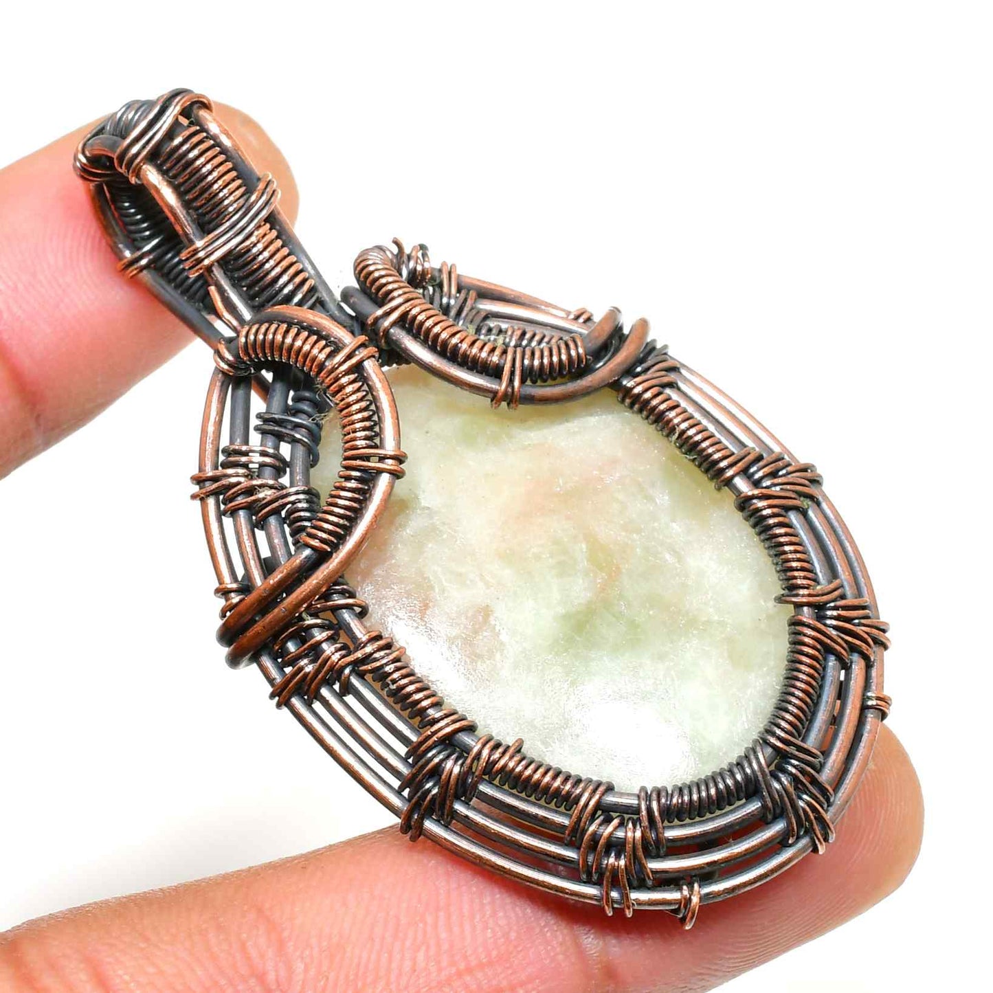 Serenity’s Embrace – Jade & Copper Wire Pendant