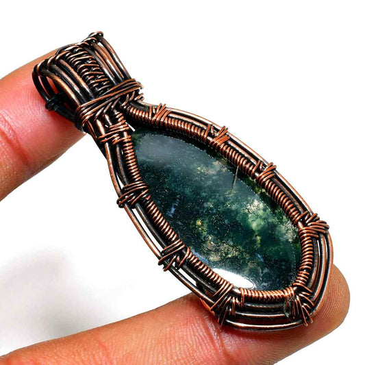 Emerald Harmony – Oxidized Copper Pendant