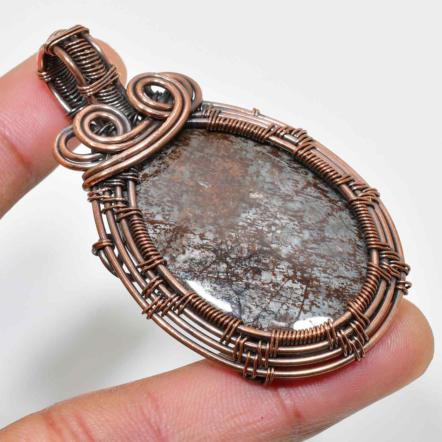 Terra’s Embrace – Copper-Wrapped Stone Pendant