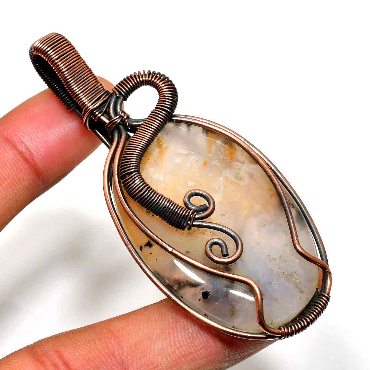 Gaia’s Harmony – Agate & Copper Pendant