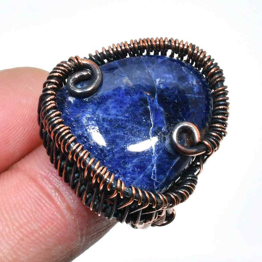 Azure Embrace – Lapis Lazuli & Oxidized Copper Ring
