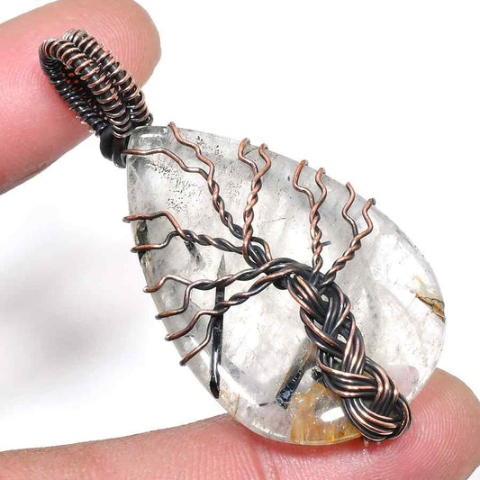 Lumina Tree – Clear Quartz Copper Pendant