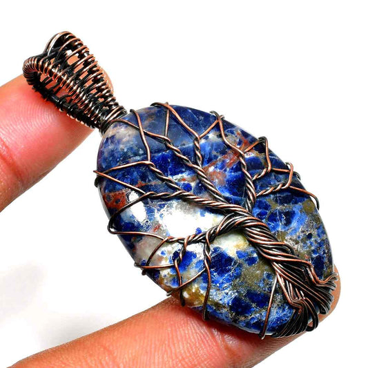 Lapis Luna – Copper-Wrapped Lapis Lazuli Pendant