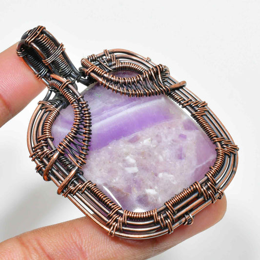 Ezra’s Veil – Handwrapped Amethyst Copper Pendant