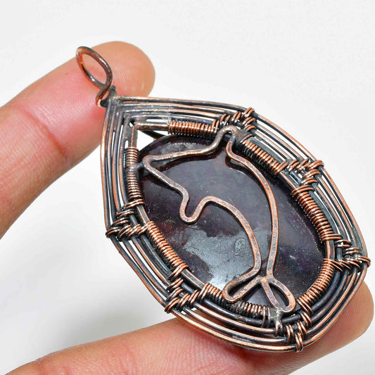 Dolphin’s Embrace – Handcrafted Copper & Gemstone Pendant