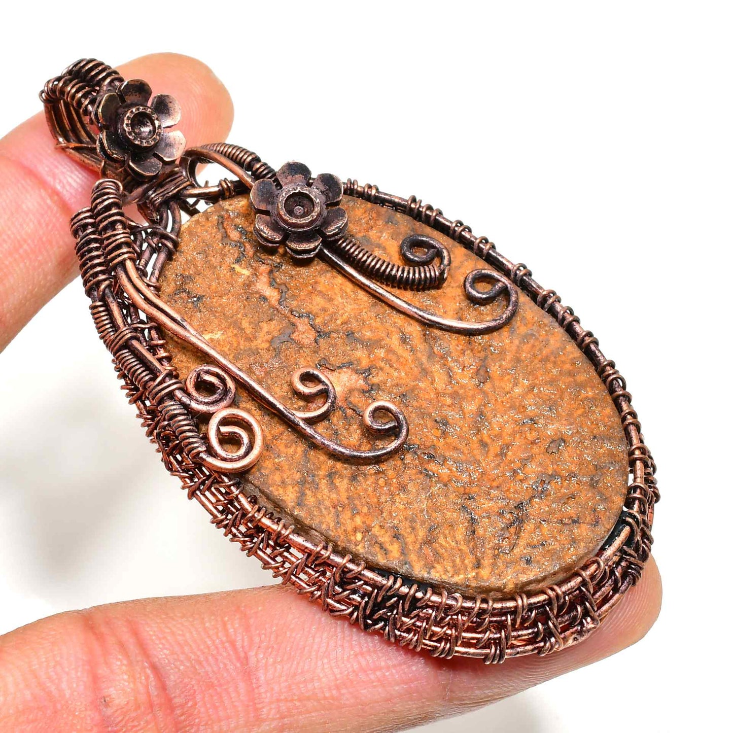 Grounded Grace – Natural Stone Copper Pendant
