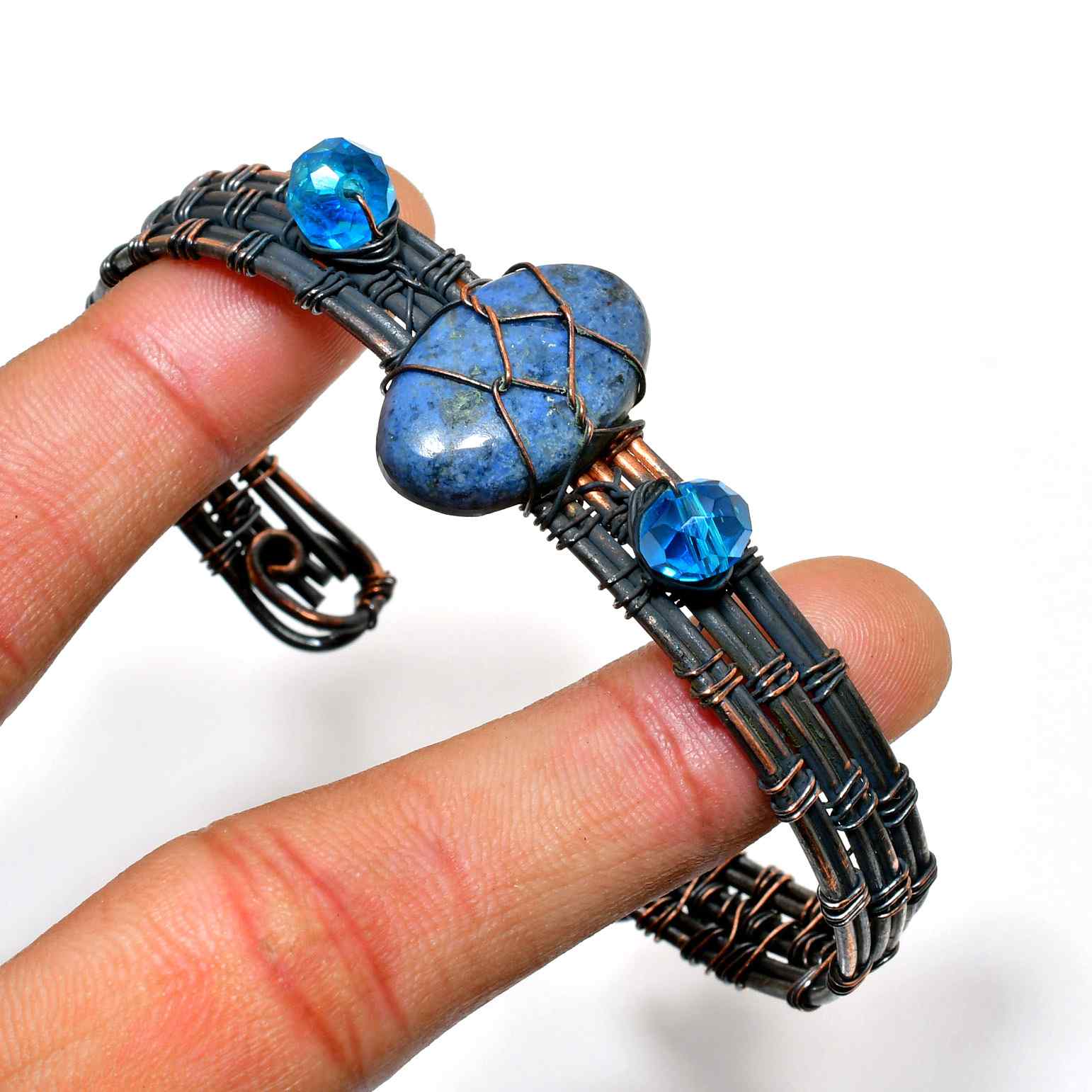 Celestial Embrace – Lapis Lazuli Wire-Wrapped Bracelet