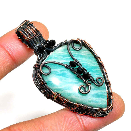 Amazonite Dream – Oxidized Copper Pendant