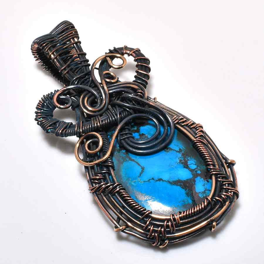 Celestial Whisper – Turquoise Copper Wire Pendant