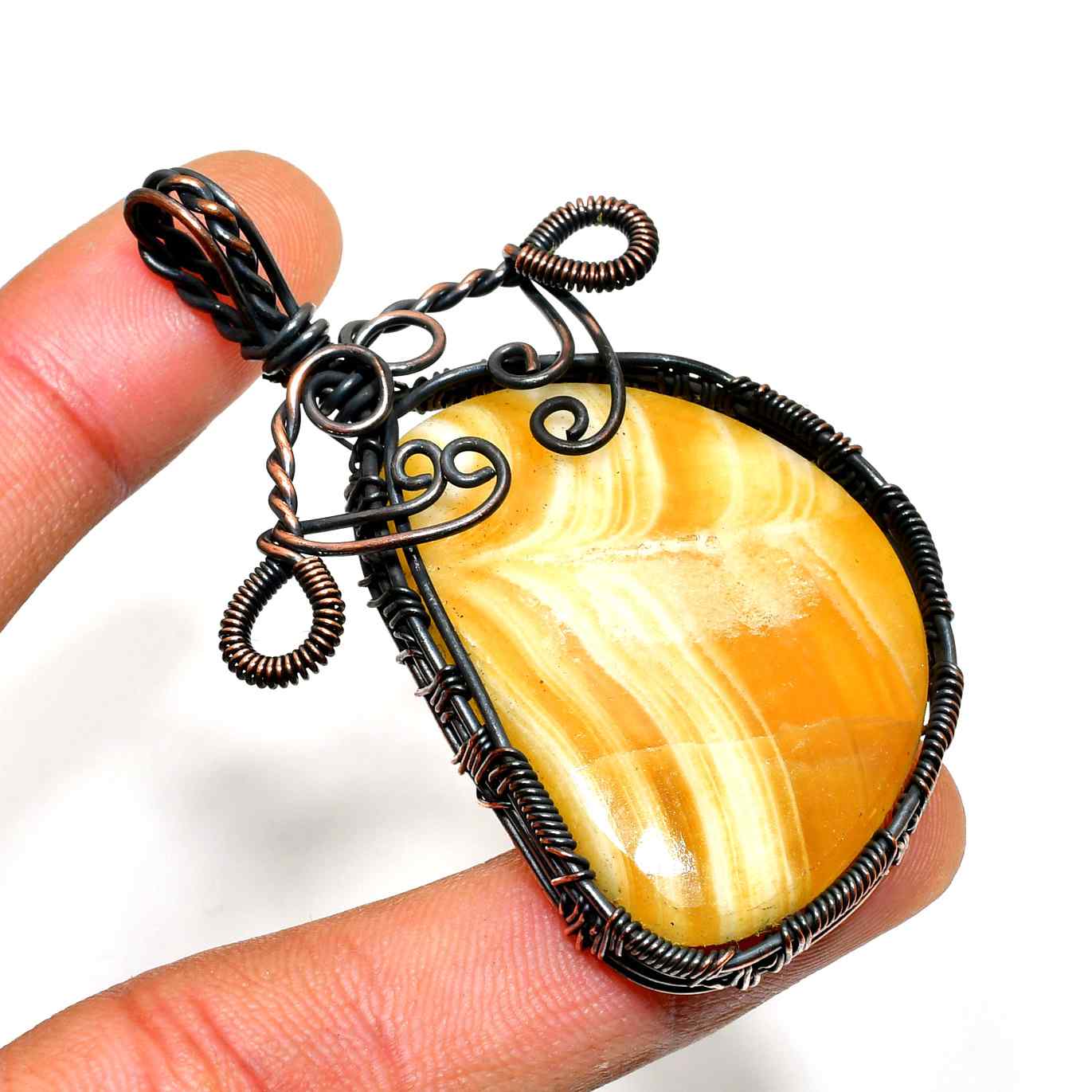 Terra’s Embrace – Golden Onyx Copper Pendant
