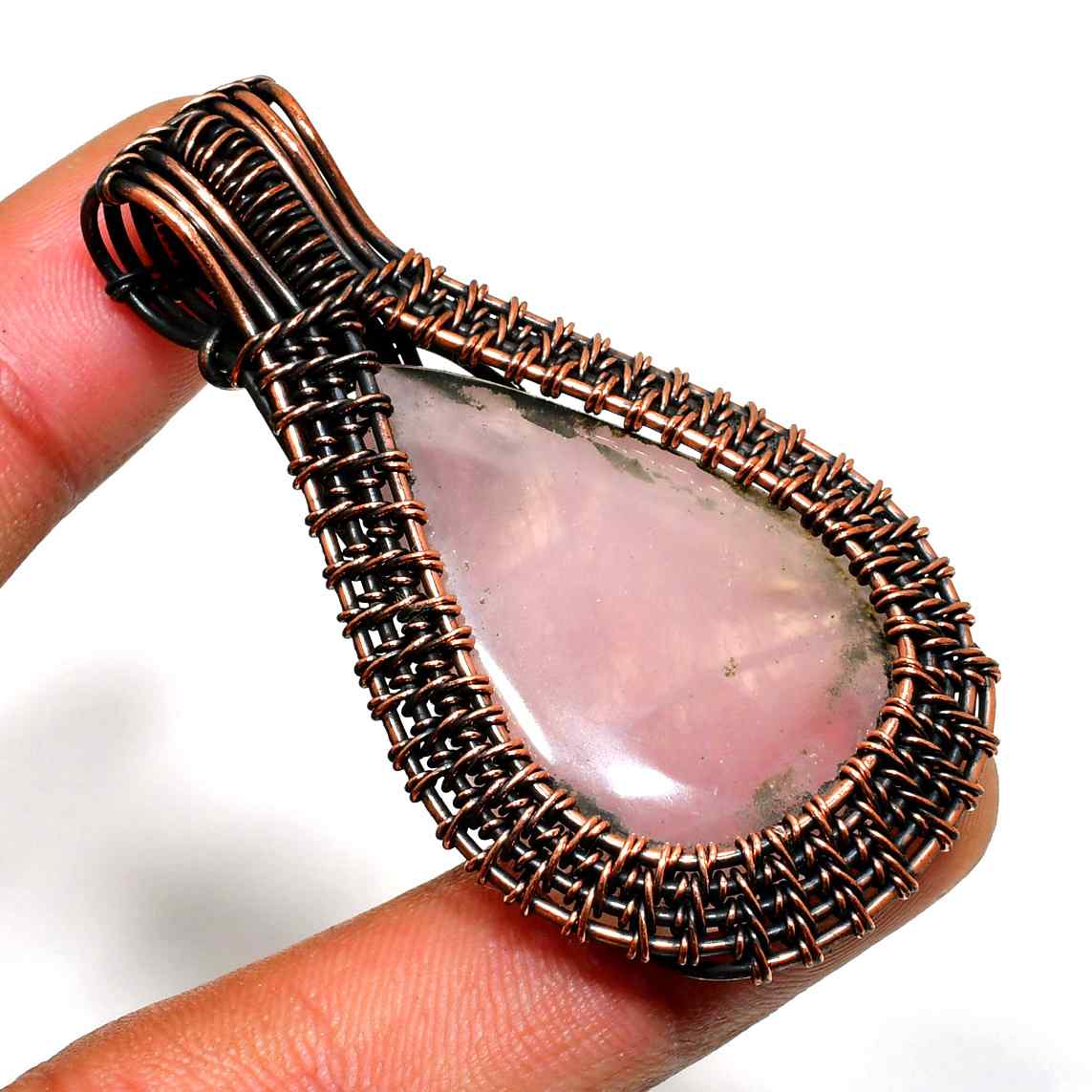 Serenity’s Embrace – Rose Quartz Copper Pendant