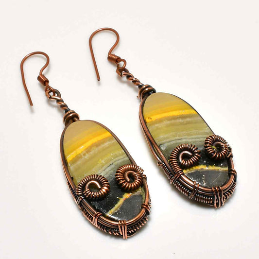 Grounded Grace – Agate Copper Wire Earrings