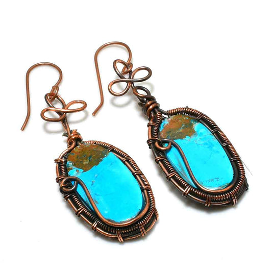 Ember’s Glow – Turquoise & Copper Dangle Earrings