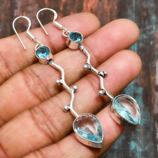 Aqua Bliss – Blue Topaz & Sterling Silver Earrings