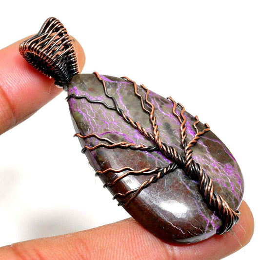 Ezra’s Veil – Mystic Amethyst & Oxidized Copper Pendant