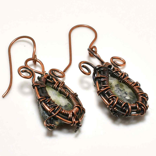 Gaia’s Embrace – Oxidized Copper & Natural Stone Earrings