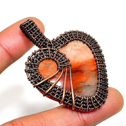Ember’s Heart – Orange Jasper Copper Pendant