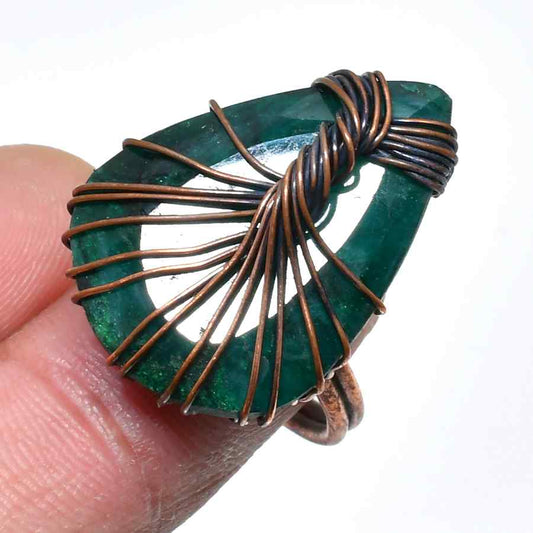 Verdant Whisper – Antique Copper Adventurine Ring
