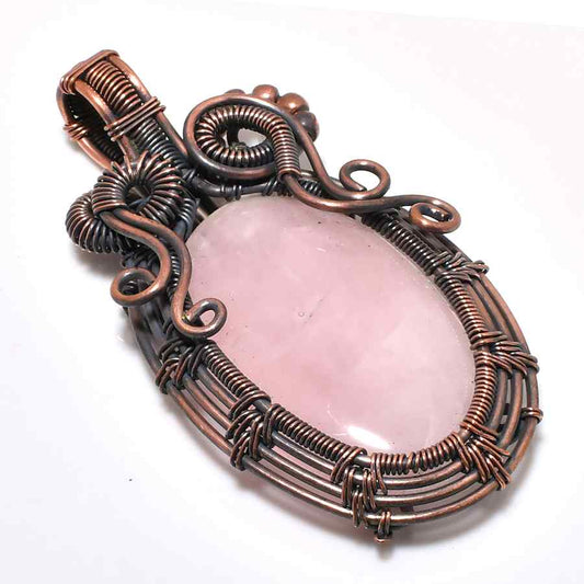 Serenity’s Embrace – Rose Quartz Copper Pendant