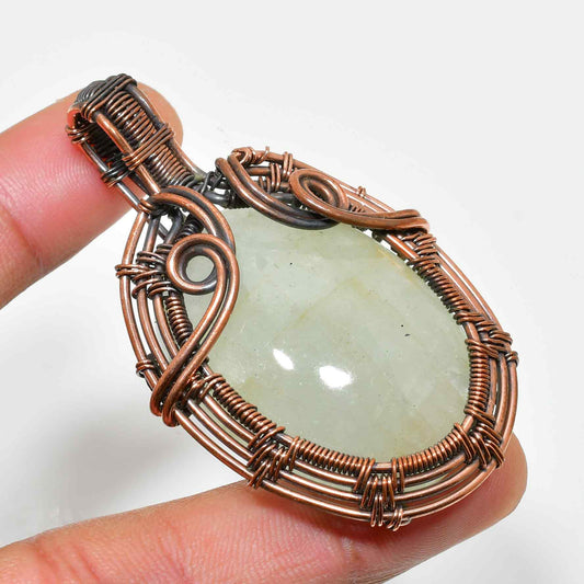 Ezra’s Veil – Green Amethyst & Oxidized Copper Pendant