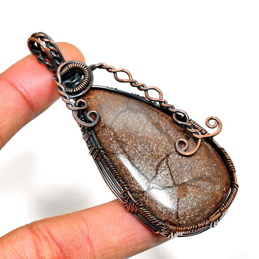 Terra’s Embrace – Brown Stone & Copper Pendant