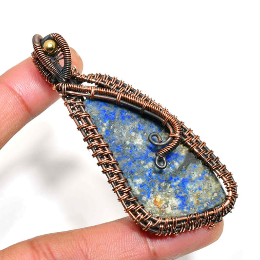 Celestial Dreamcatcher – Lapis Lazuli & Copper Pendant