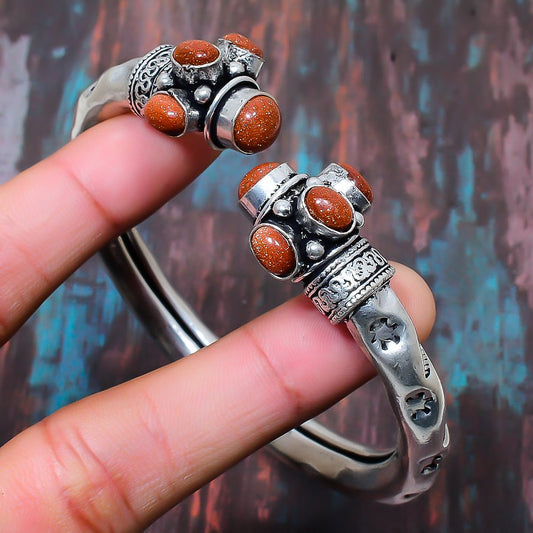 Golden Gleam – Sunstone & Silver Cuff