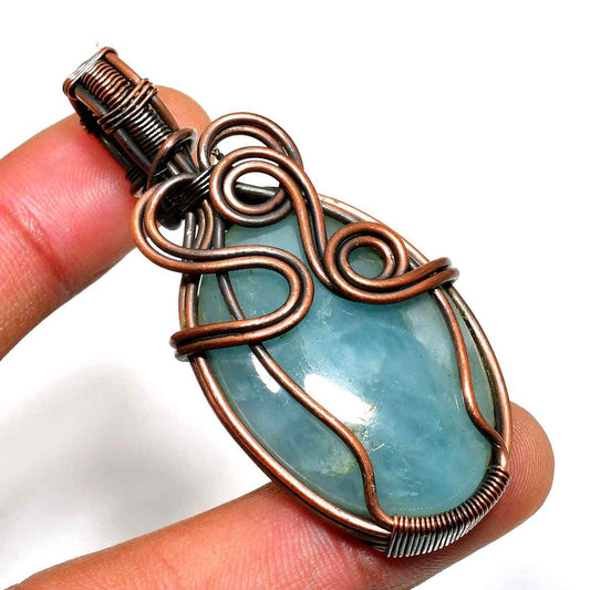 Ocean’s Whisper – Aquamarine & Copper Pendant
