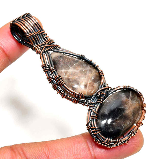 Moonlit Embrace – Smoky Quartz Copper Pendant