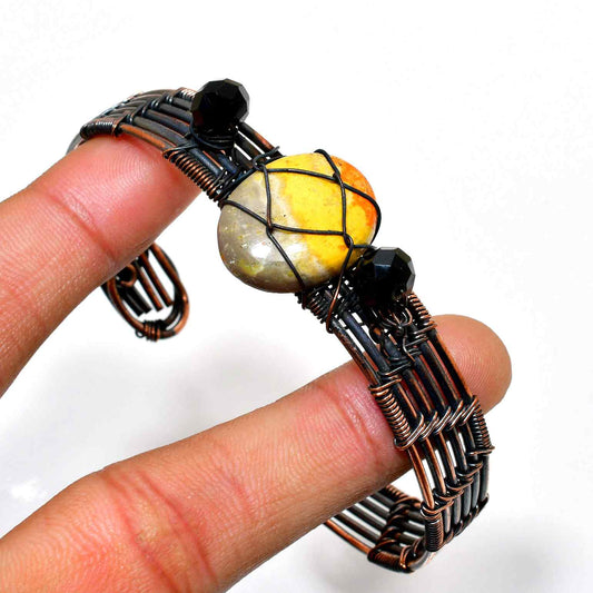 Ember’s Touch – Oxidized Copper & Natural Stone Bracelet