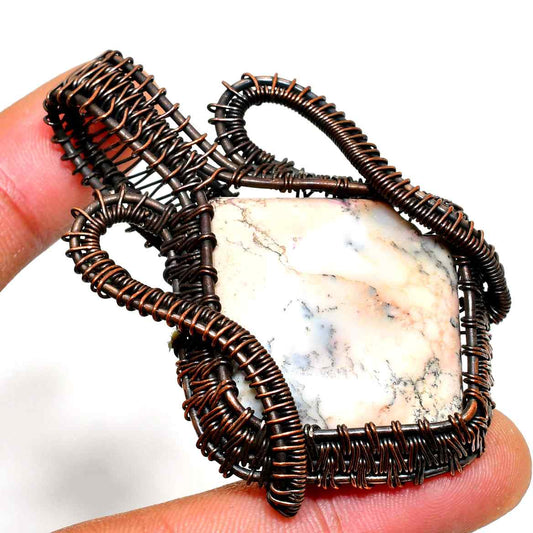 Grounded Grace – Copper Wire Stone Pendant