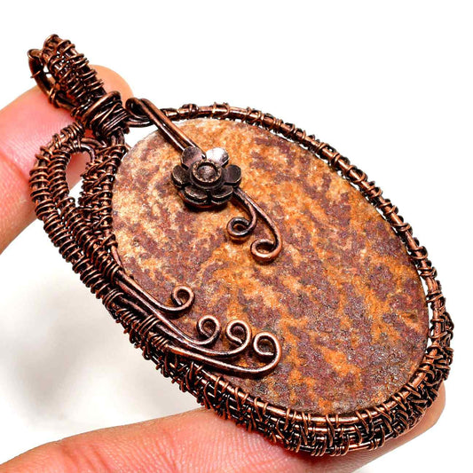 Ember Earth – Copper-Wrapped Rust Stone Pendant
