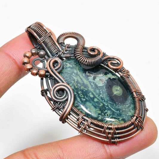 Enchanted Grove – Moss Agate Copper Pendant