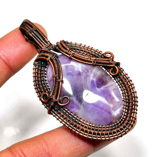 Ezra’s Veil – Amethyst & Oxidized Copper Pendant