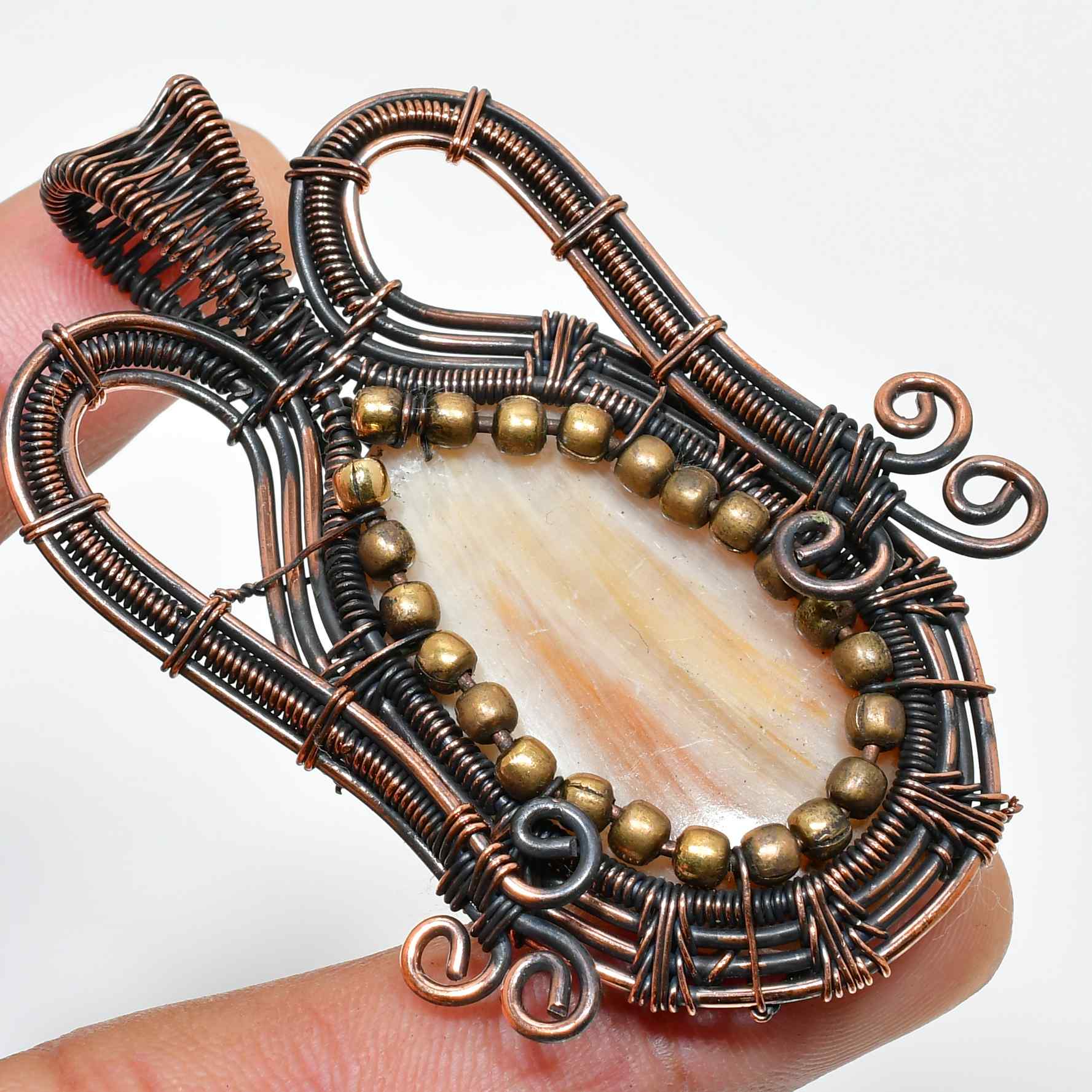 Aurora’s Embrace – Natural Stone Copper Pendant