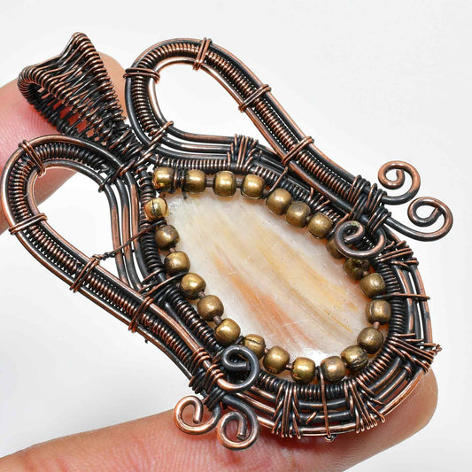 Aurora’s Embrace – Natural Stone Copper Pendant