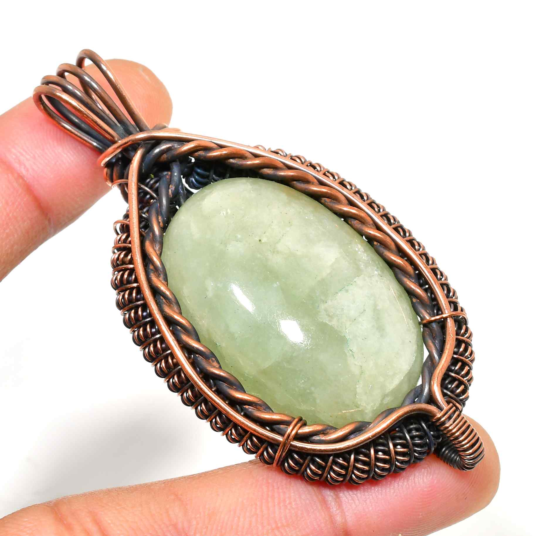 Gaia’s Heart – Copper-Wrapped Green Aventurine Pendant
