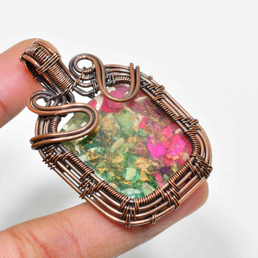 Celestial Bloom – Watermelon Tourmaline Copper Pendant