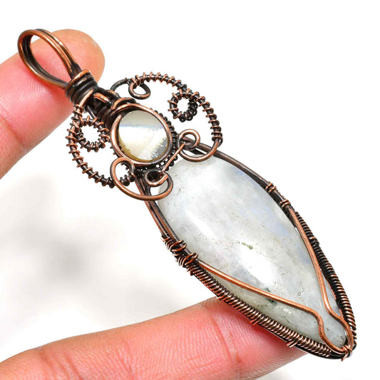 Selene’s Whisper – Copper Moonstone Pendant