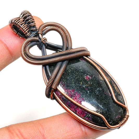 Rhodonite Sanctuary – Copper Wire Healing Pendant