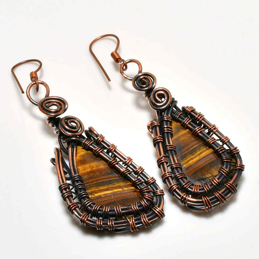 Ember Earth – Tiger’s Eye Copper Earrings