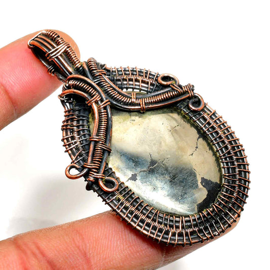 Gaia’s Embrace – Copper-Wrapped Natural Stone Pendant