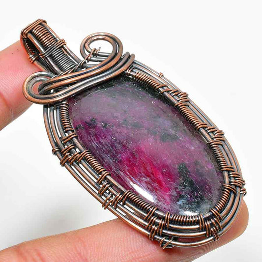 Ember’s Charm – Ruby & Oxidized Copper Pendant