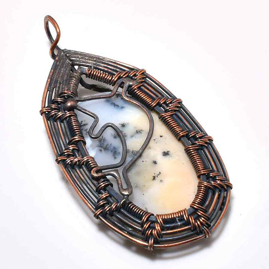 Ocean’s Whisper – Natural Agate Copper Pendant