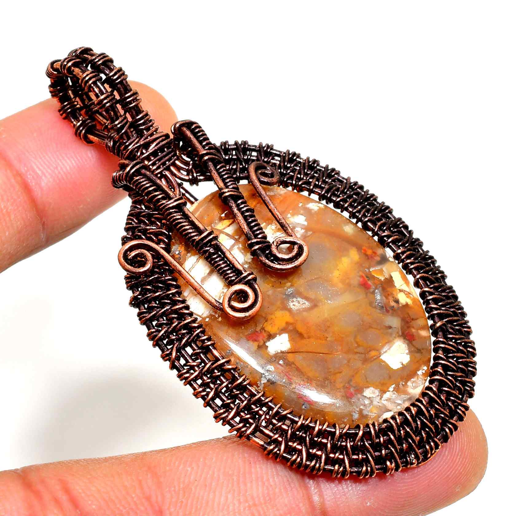 Gaia’s Embrace – Natural Stone & Copper Pendant