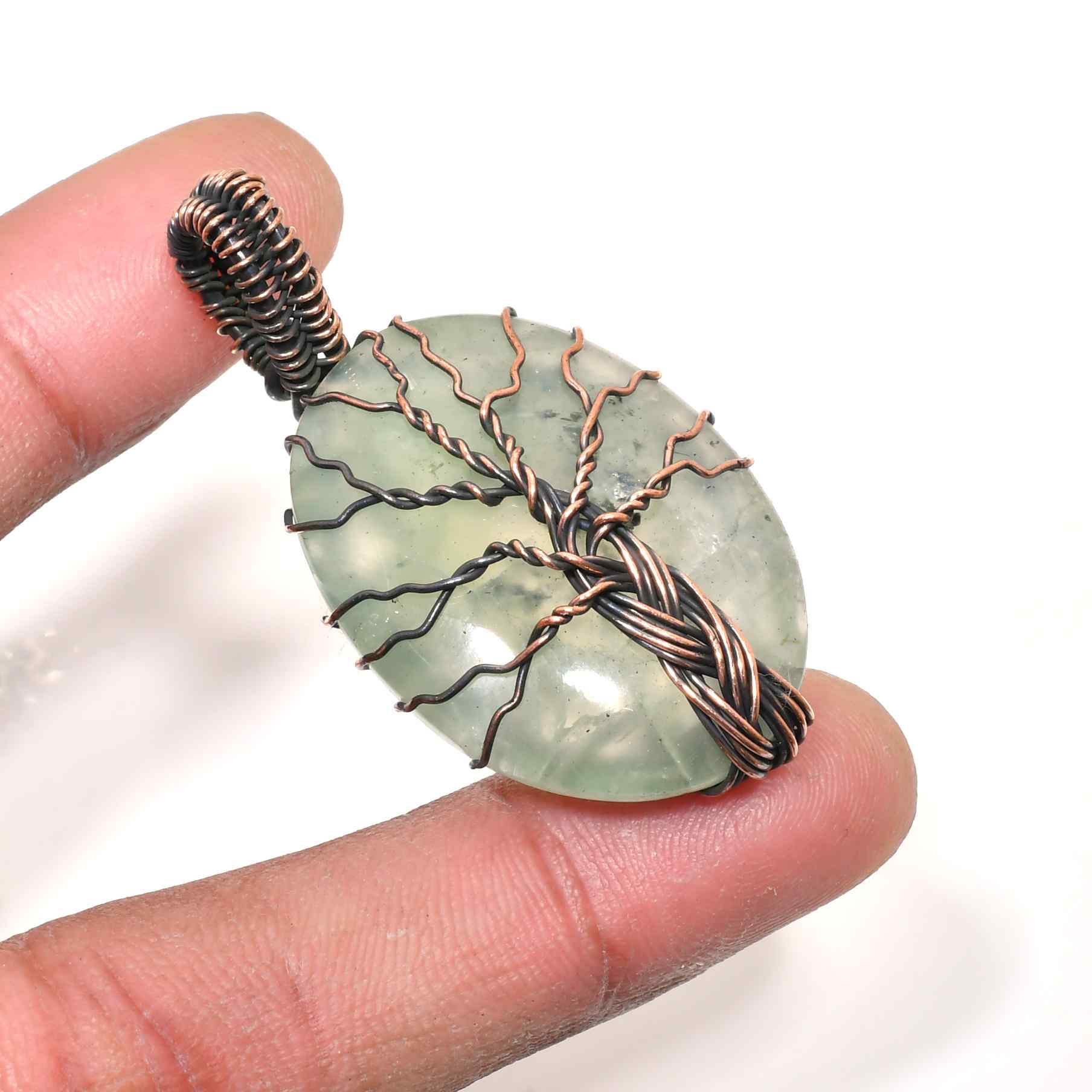 Celestial Grove – Green Aventurine Copper Pendant