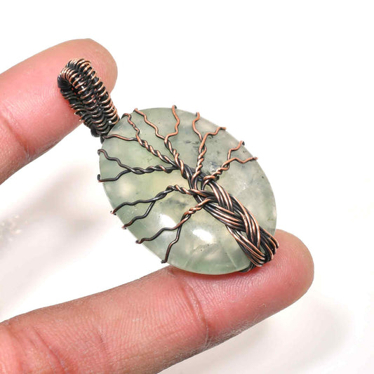 Celestial Grove – Green Aventurine Copper Pendant