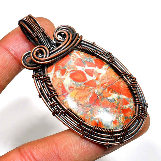 Jasper’s Embrace – Handwrapped Copper Jasper Pendant