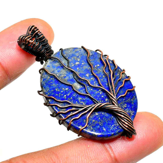 Tree of Wisdom – Lapis Lazuli Copper Pendant