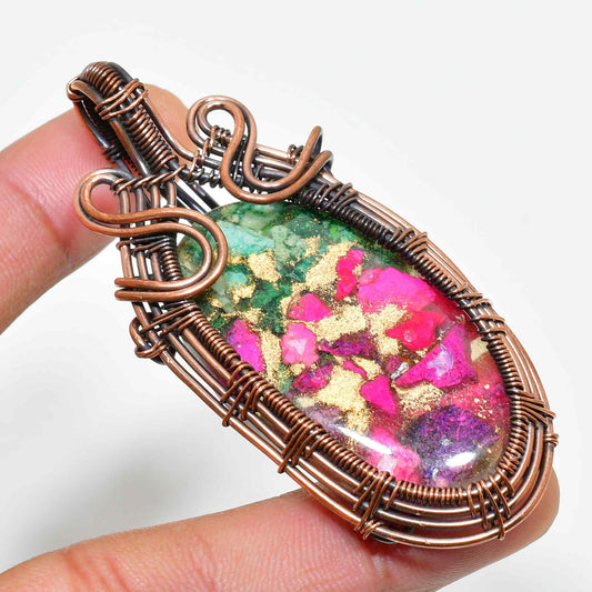 Solara’s Glow – Copper Wire Gemstone Pendant